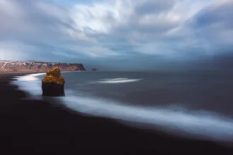 Photo art by Jean Claude Castor: view of Reynisdrangar and Dyrhólaey in Iceland.