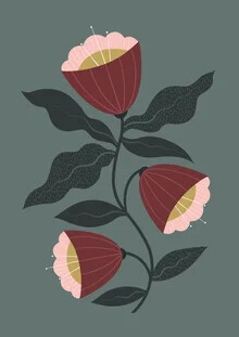 Illustration by Melissa Donne: abstract flowers and wavy leaves in soft colors