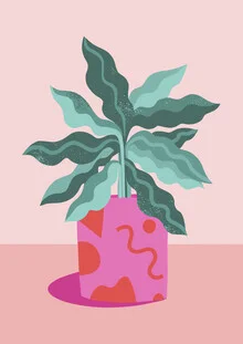 Abstract illustration of a plant in soft colors and organic shapes.