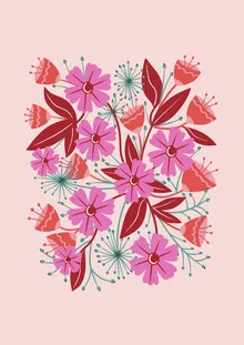 Illustration by Melissa Donne: Abstract flowers and leaves in soft colors