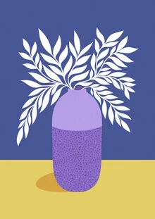 Wall art by Melissa Donne: stylish illustration of white leaves in a purple vase