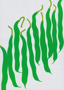 Illustration by Zenji Funabashi: green beans on a light background