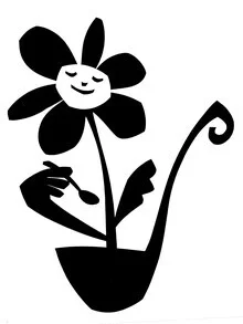 Illustration by Zenji Funabashi: joy of cooking with a spoon and flowers