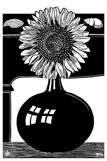 Wall art by Samuel Jessurun de Mesquita: stylish depiction of a sunflower