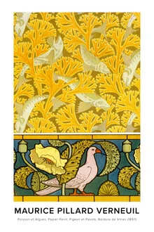 Illustration by Maurice Pillard Verneuil: fish and seaweed in gentle colors