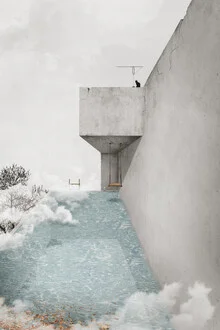 Wall art by Adriana Pascale: abstract depiction of a pool shrouded in fog