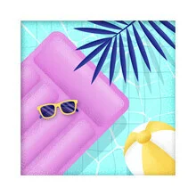 Wandbild von Adrian Bauer: entspannender Pool an einem heißen Sommertag