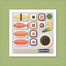 Illustration by Adrian Bauer: delicious sushi on a plate