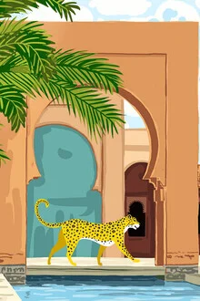 Wall art by Uma Gokhale: Cheetah under a Moroccan arch