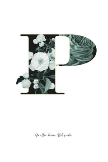 Wall art by Froilein Juno: flower alphabet featuring the letter P in soft colors