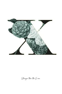Illustration by Froilein Juno: stylish flower alphabet featuring the letter X