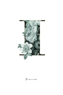 Wall art featuring a floral alphabet, soft colors and playful letters in a boho style.