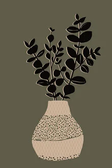 Wall art by Froilein Juno: stylish abstract depiction of a vase with plants