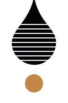 Abstract illustration featuring geometric shapes in copper and gold tones.