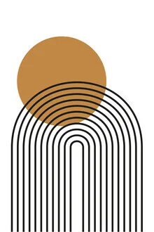 Illustration in soft colors featuring geometric shapes and metallic lines.