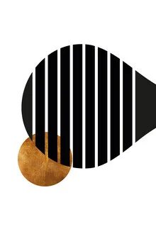 Abstract illustration featuring geometric copper and gold lines in a mid-century style.