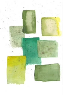 Wandbild mit abstrakten Farben, das eine ruhige, skandinavische Atmosphäre vermittelt.