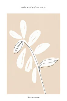 Wandbild mit minimalistischen Linien und Pflanzenmotiven in sanften Farben