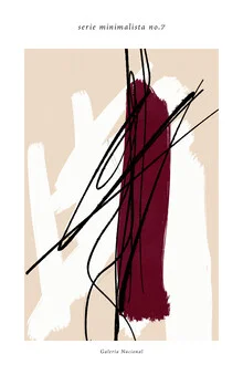 Abstraktes Wandbild mit sanften Linien und Pinselstrichen in neutralen Tönen.
