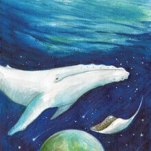 Wall art by Marta Casals Juanola: dreamy underwater scene featuring a stingray