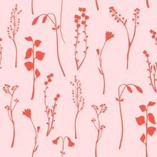 Wall art featuring soft, repeating botanical patterns in gentle shades of pink.