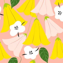 Wall art by Uma Gokhale: floral illustration with cheerful colors and playful pattern