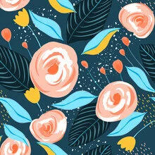 Wall art: Illustrative depiction of floral elements in soft colors
