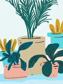 Illustration by Uma Gokhale: delicate plants in minimalist pots