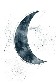 Wall art by Froilein Juno: soft watercolor illustration featuring a moon and love quote
