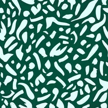 Abstract illustration in soft green hues featuring random shapes and a fresh summer vibe.