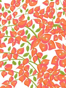 Wall art featuring Bougainvillea: soft watercolor tones and floral pattern