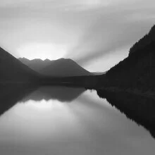 Photo art by Lena Weisbek: calm scene with evening light over an alpine lake