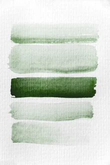 Illustration with green stripes in watercolor and pencil, soft tones, abstract mood
