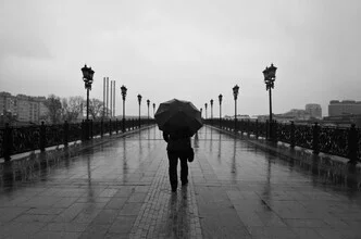 Photo art by Victoria Knobloch: a melancholic scene in front of the Christ the Savior Cathedral in Moscow.