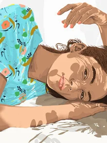 Illustration by Uma Gokhale: colorful depiction of a woman in the sun