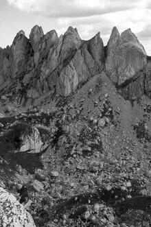 Photo art by Studio Na.hili: hiker on the way to the peak in the mountains of Montenegro