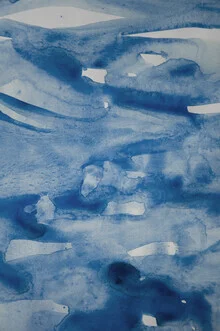 Abstract watercolor illustration in soft blue and green tones