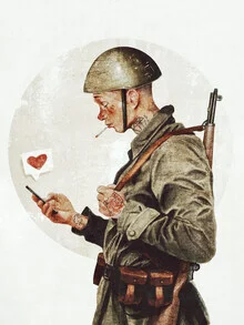 Illustration von Mike Koubou: Soldat in nachdenklicher Pose