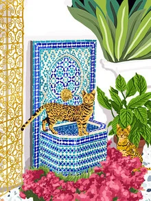 Wall art featuring colorful cats: playful and vibrant illustration