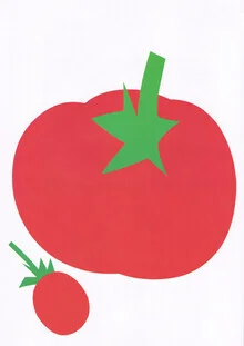 Illustration by Zenji Funabashi: fresh tomato on a light background