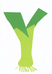 Illustration by Zenji Funabashi: stylish leek on a light background