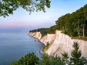 Photo art by Jan Becke: chalk cliffs by the Baltic Sea under a blue sky