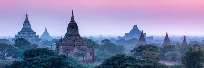 Photo art by Jan Becke: dawn over the temples of Bagan in Myanmar.