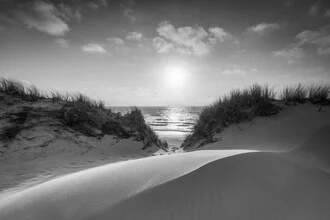 Photo art by Jan Becke: dunes at sunset by the sea