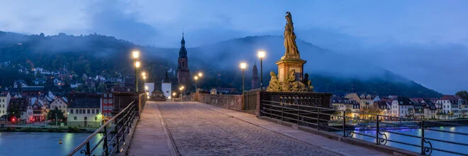 Beautiful photo art by Jan Becke: Old Bridge in Heidelberg at night