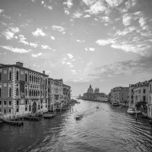 Photo art by Jan Becke: tranquil canal in Venice with boats and soft sky