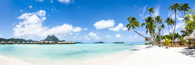 Photo art by Jan Becke: relaxing beach view of Bora Bora with palm trees