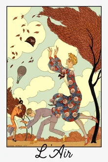 Illustration by George Barbier: Elegant figure in Art Nouveau style.