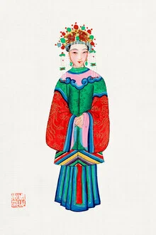 Wall art of a Chinese princess in floral, classic style