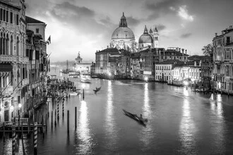 Photo art by Jan Becke: picturesque view of the Grand Canal in Venice at night.